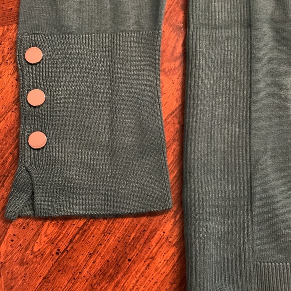NWT JM Collection Women's Button-Sleeve Crew-Neck Sweater Teal Blue/Green Sz L - Picture 5 of 10